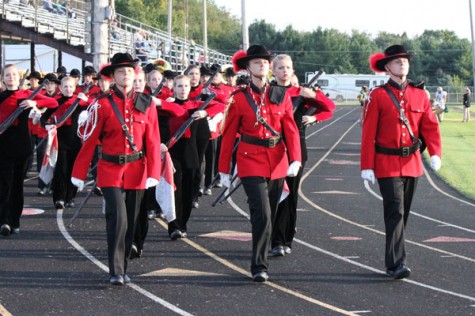 The drum majors lead the band  