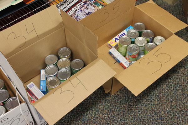 Boxes put together for families 34 and 35