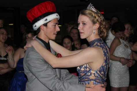 Snowfest King and Queen Jacob Phelan and Madison Perrin slow dancing together.