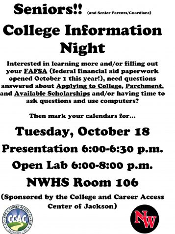 Senior college night, FAFSA information