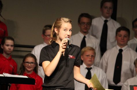 Charis Cummings introduces the Eschoir and Eighth Grade.