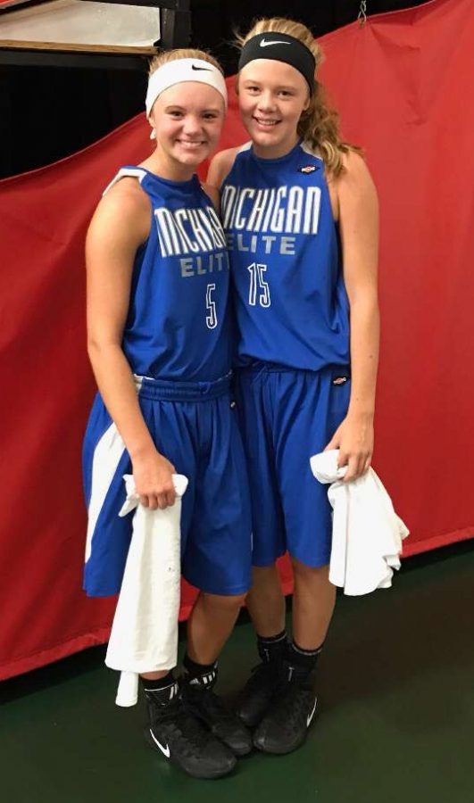 Ella and Jozie Bontrager when they played together in AAU Basketball.