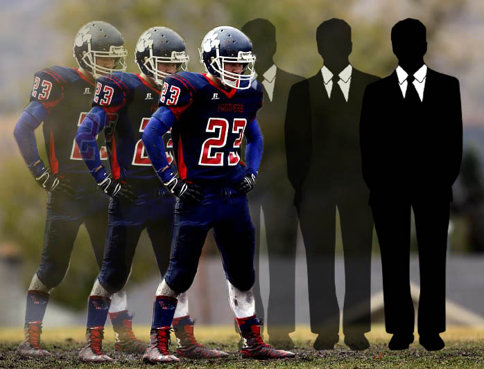 A football player is shown morphing into a successful business man