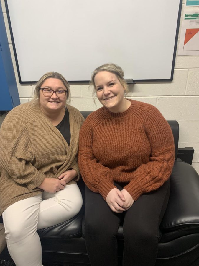 Therapist Sydney Vernier and Katie Backus together in their office.