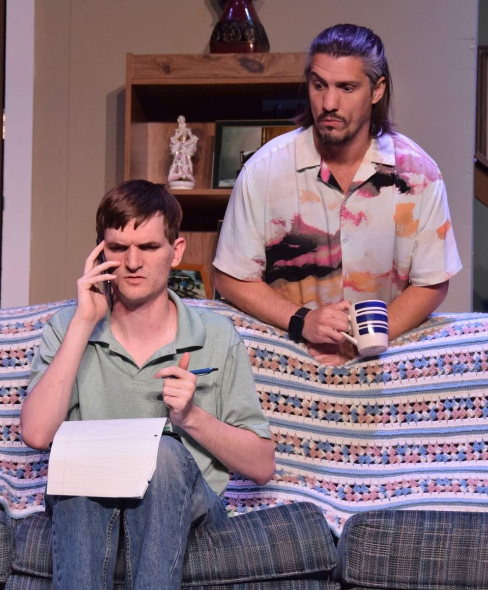 Jim Fingal (Josh Lightner) and John D'Agata (Darren Taylor) in the play; The Lifespan of a Fact