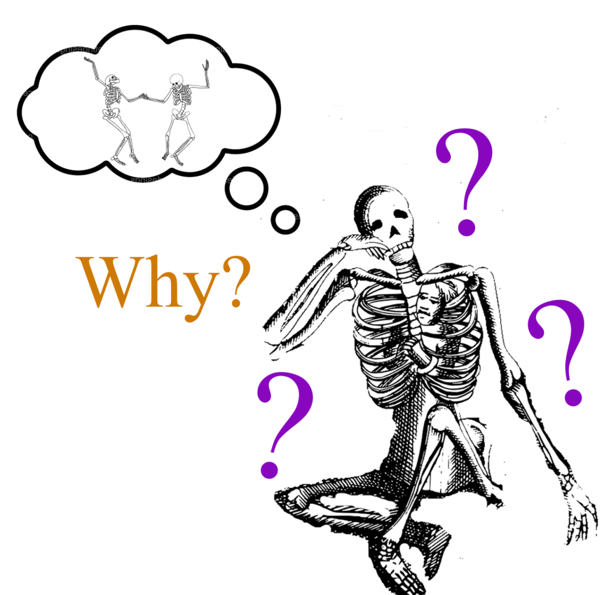 Skeleton questioning how his parents met.