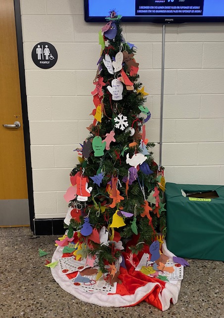 The Giving Tree that was stationed near the gym entrance before the event's end.