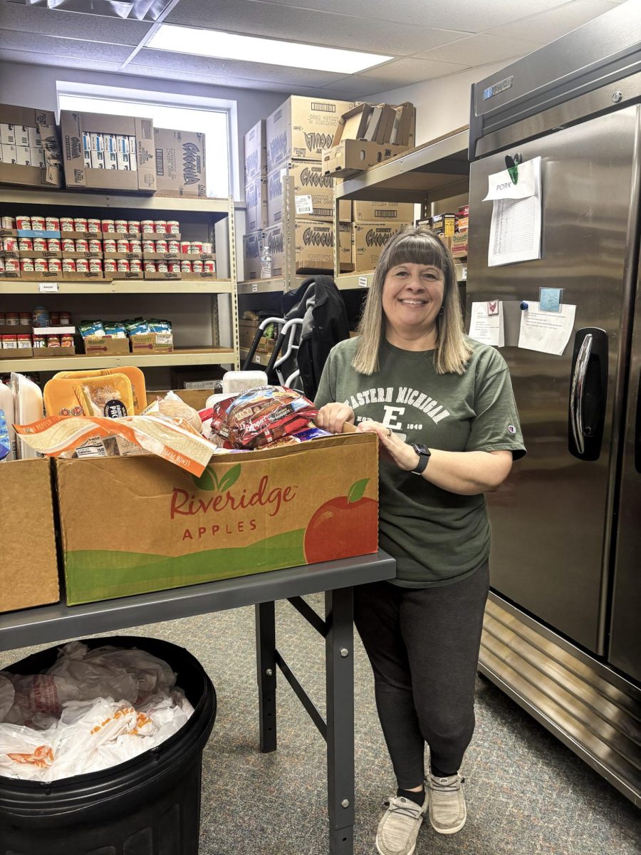 Heidi DeVolder is handing out frozen meat to shoppers!