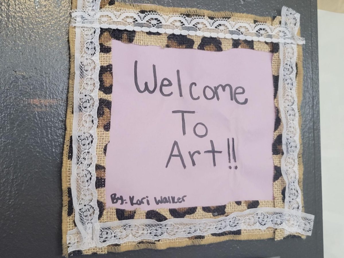 A welcome sign into Mrs. Evers room created by sophomore Kori Walker