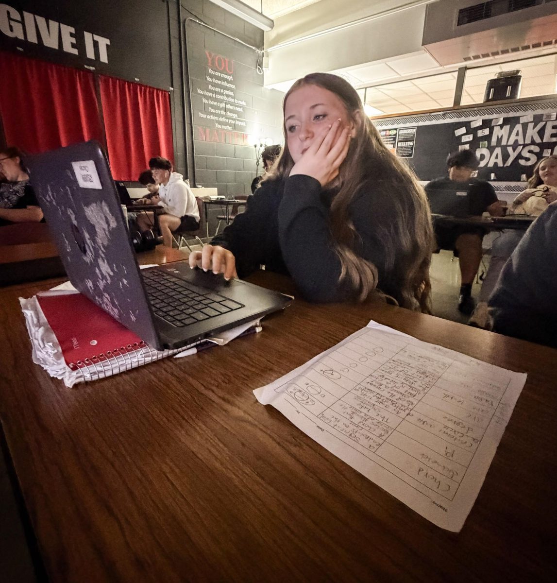 Sophomore Skylar Clucas, hard working student focused on math work!