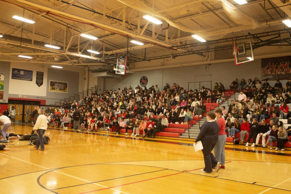 Freshmen and Juniors observing an intense game of Andy’s Coming.